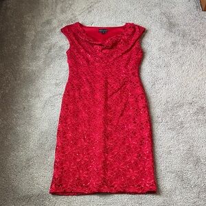Connected Apparel Red Lace Sequin Dress SIZE 10